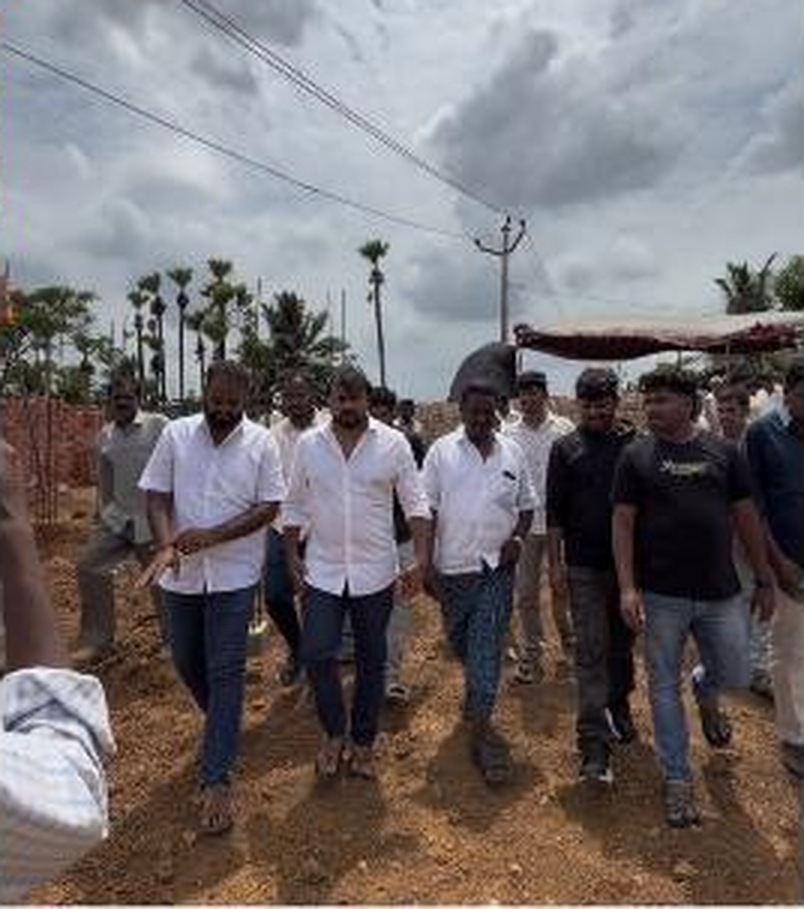 Site inspection on a village road project, Jaggampeta mandal.